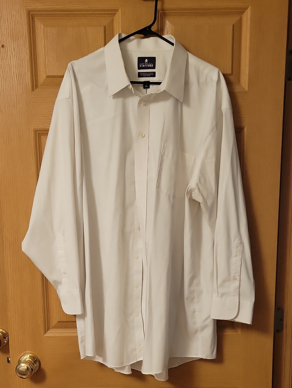 Stafford Men's White Dress Shirt with Spread Collar